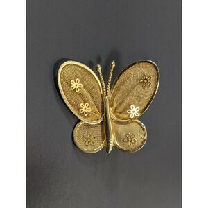 Vintage Butterfly Brooch Pendent- Gold Tone
